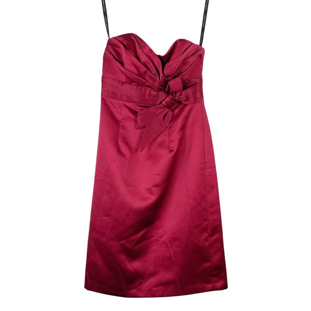 Alfred Angelo Women's Red Satin Strapless Dress Sweetheart Neckline Size 4 Prom